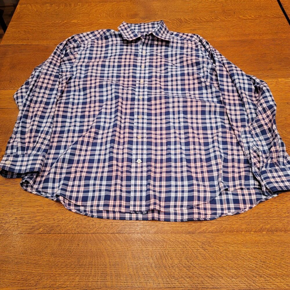 vineyard vines slim fit whale shirt XL Red Blue White Plaid 100% Cotton